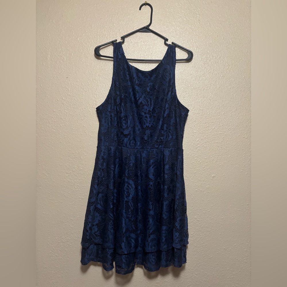 Kohl's Navy Blue Lace Mini Dress
